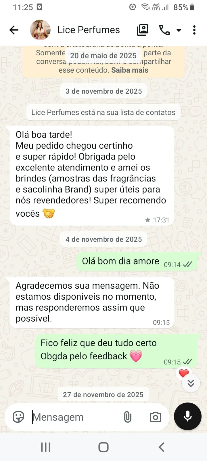 Pedido de atacado fechado pela Atual Perfumaria
